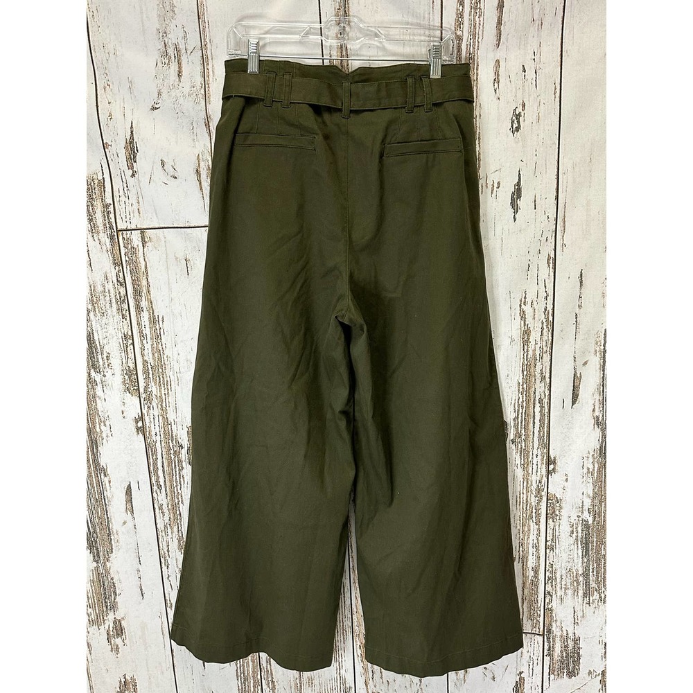 Listicle Wide Leg Pants Olive Green Paper Bag Waist Pleated Trouser - Picture 6 of 8